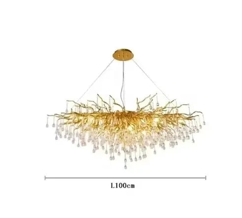 Royal Nordic Luxury Crystal Chandelier, gold chrome water-drop pendant light, 100 cm, Simples Market