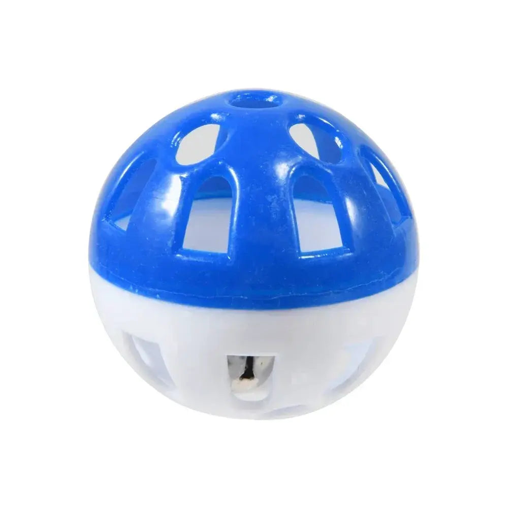 Pet parrot toy ball, blue and white hollow rolling cage toy with window openings
