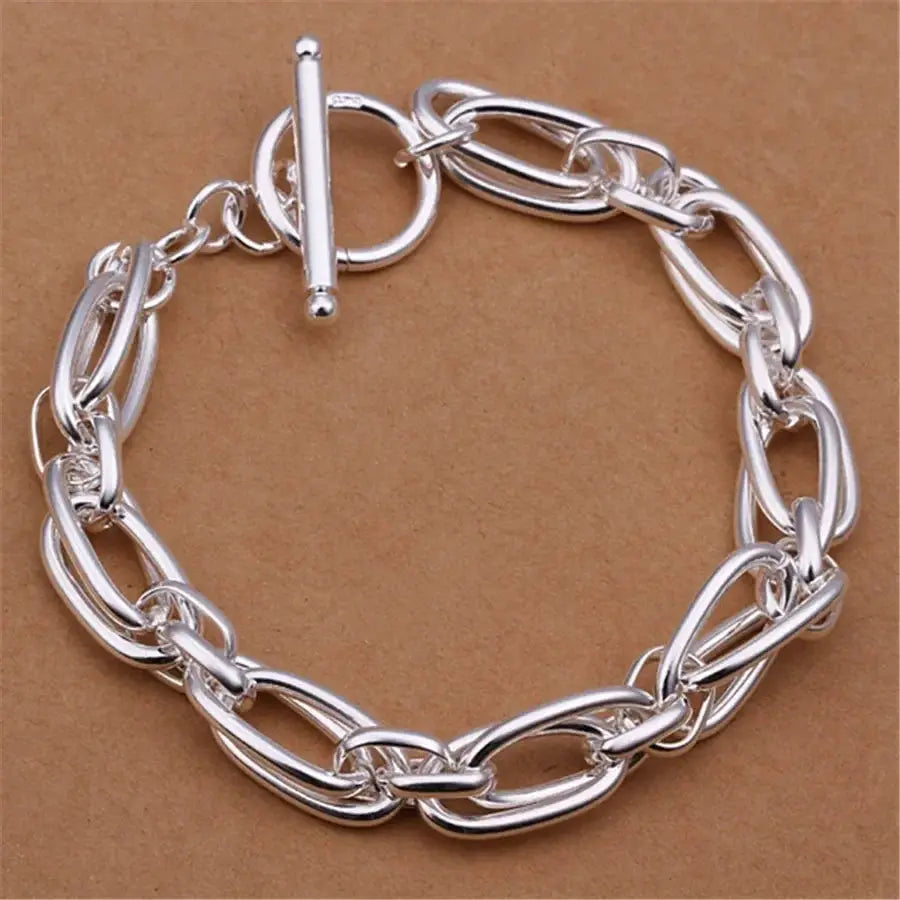 925 Sterling Silver Fine Chain Bracelet For Women And Men With Charms Wedding Gift Fashion Jewelry