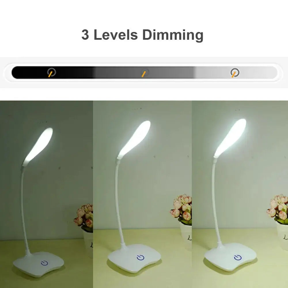 LuminaTech LED Desk Lamp USB Rechargeable Eye Protection Adjustable Brightness Desktop Light For Reading And Study