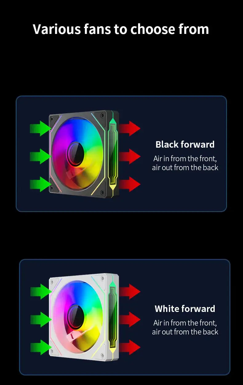 TEUCER LJ-4Pro 120mm ARGB PWM PC fan pair in black and white by Simples Market