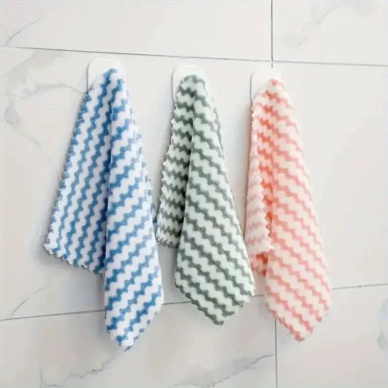Dishcloths three-pack; blue, green and pink chevron kitchen towels
