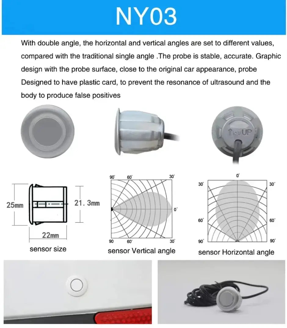 4-pack 22mm ultrasonic parking sensors by Simples Market in assorted colors