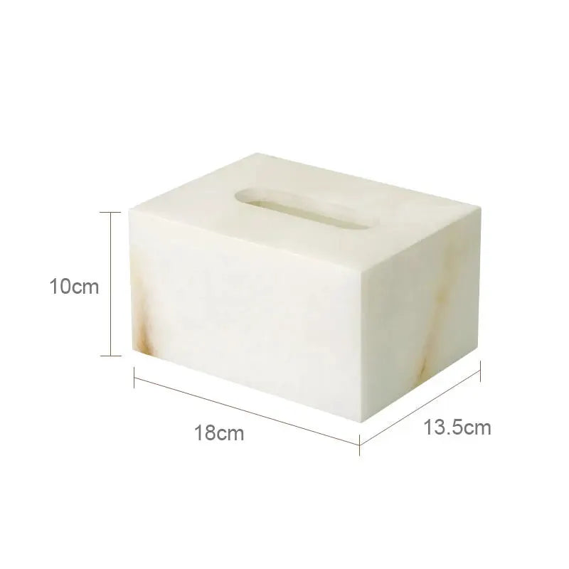 Tissue box cover in white onyx marble by Simples Market for a bathroom vanity set