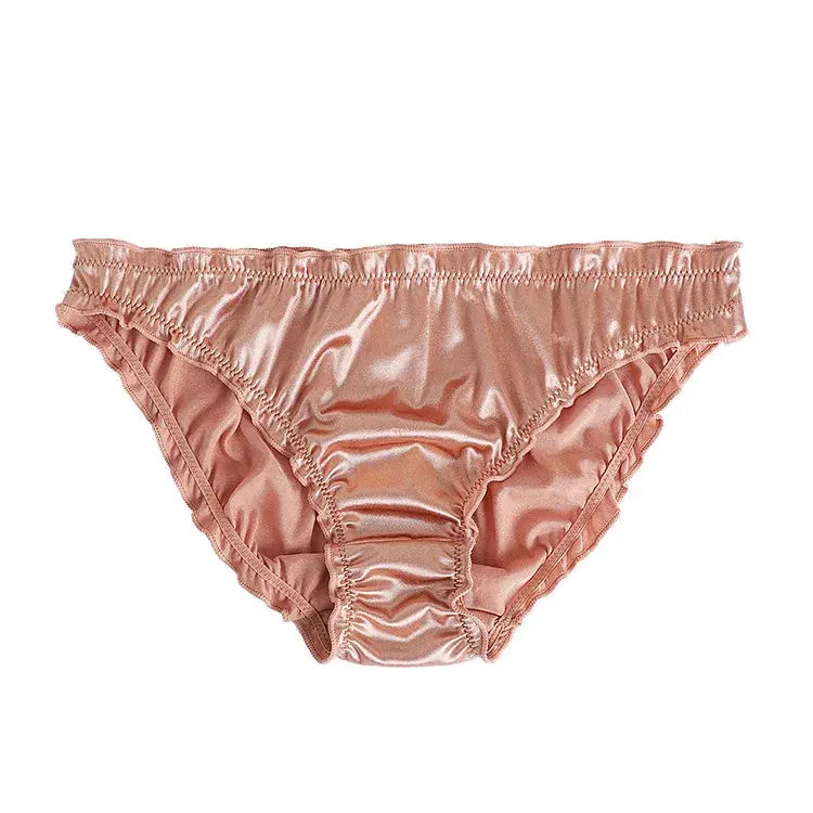 Simples Market women's satin low-waist panties, pink, breathable stretchy underpants.
