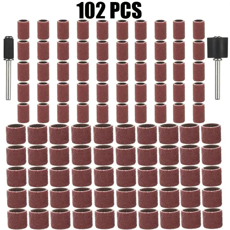 102 Piece 80 Grit Sanding Drums Kit With Sanding Bands And Half Inch And Quarter Inch Mandrels For Dremel Rotary Tools