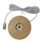 Wooden USB LED Display Base Night Light for Desk Art Decor Stand Lamp Holder Ornament