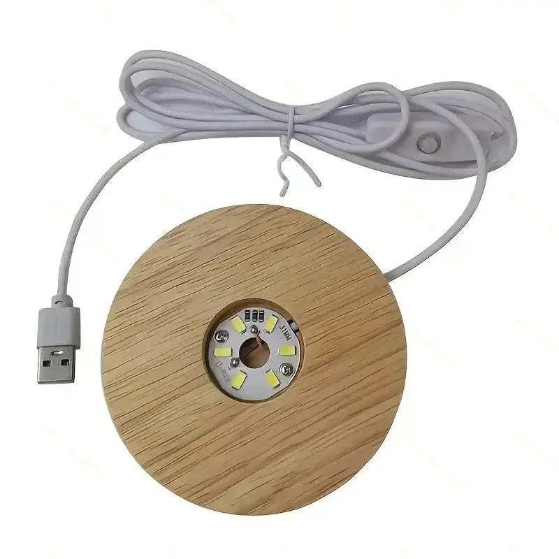 Wooden USB LED Display Base Night Light for Desk Art Decor Stand Lamp Holder Ornament
