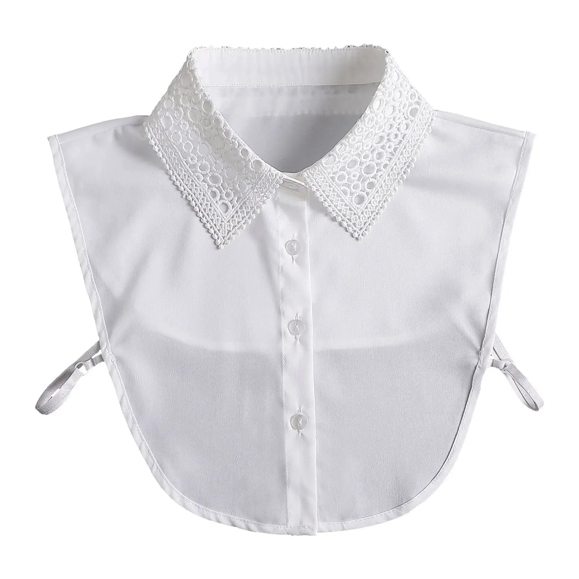 Detachable White Faux Collar With Front Tie For Women And Girls Vintage Lace Blouse Collar