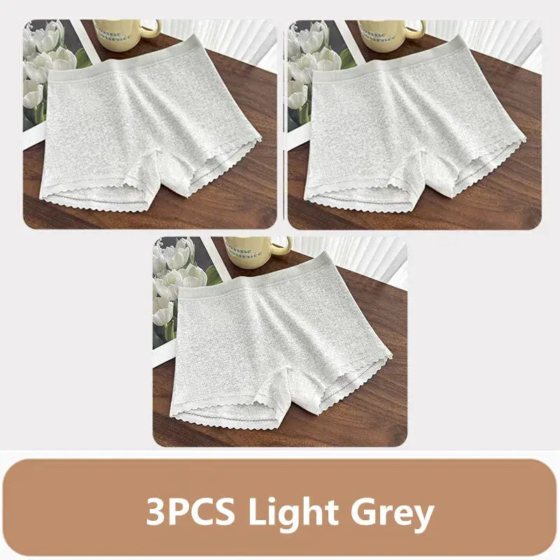 Women's lace panties, 3PCS light grey, mid-waist breathable underwear by Simples Market
