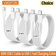 Vikefon USB C to USB C 60W Fast Charging Cable High Power Charge for iPhone 15 16 Samsung Xiaomi Huawei