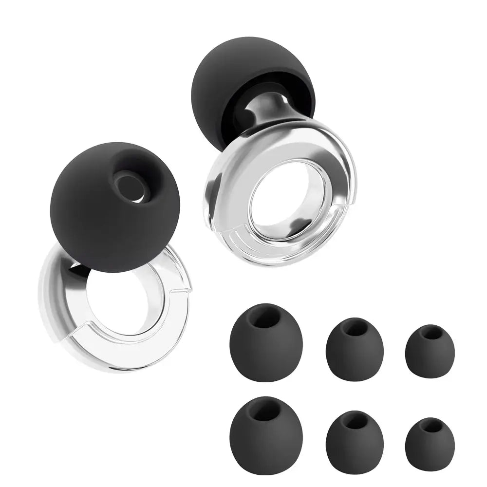 HUAK Quiet Ear Plugs Noise Reduction Reusable Hearing Protection 8 Soft Silicone Ear Tips XS S M L Sleep Swim Work
