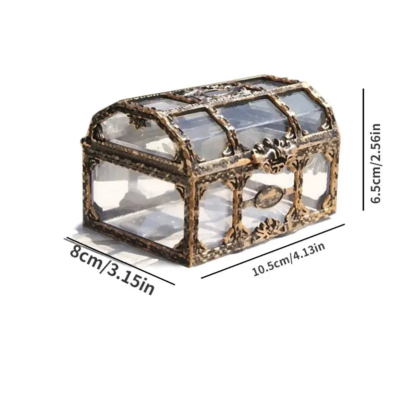 Transparent Plastic Pirate Treasure Box Crystal Gem Jewelry Box Storage Organizer Chest For Jewelry And Trinkets