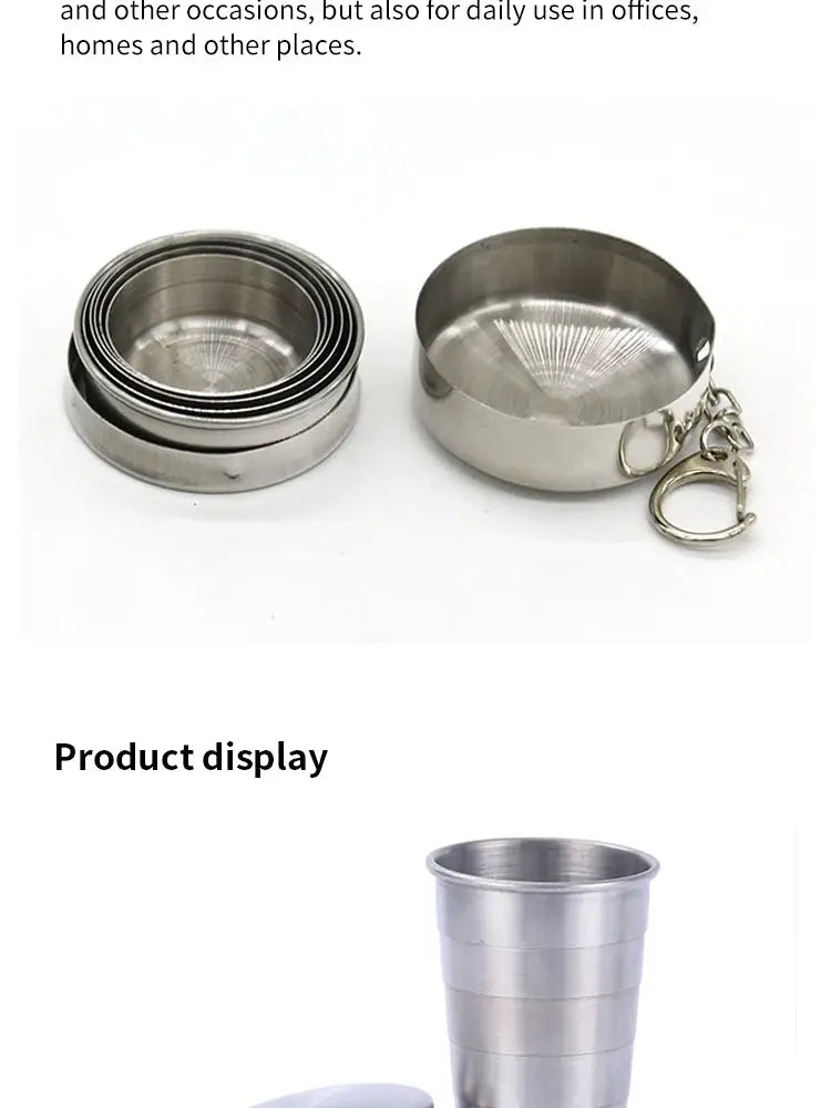 Simples Market stainless steel telescoping folding camping cups, nested portable drink cups with keychain