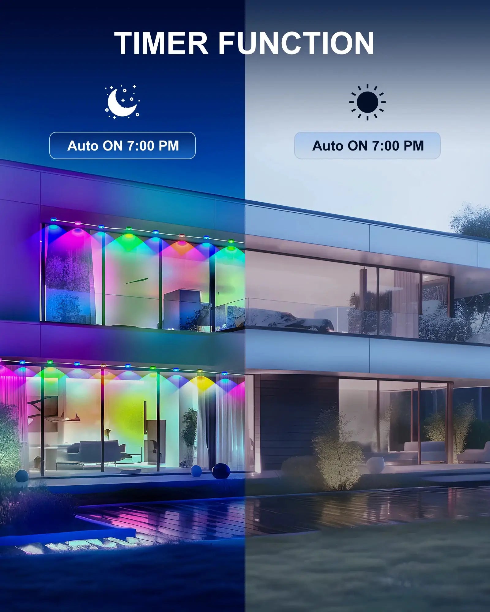 Simples Market permanent outdoor RGBIC LED lights, 100ft, 60/90 LEDs, IP67 waterproof, 100 scene modes