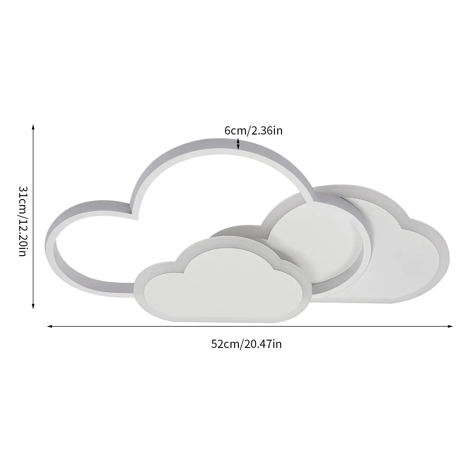 Simples Market cloud LED ceiling lamp, white cloud shape, 22 in, 52 cm, modern minimalist design for living room or kids' room.
