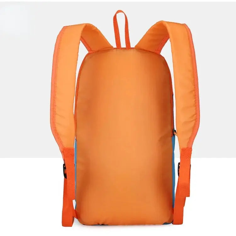 Outdoor lightweight small sports men's backpack, Simples Market, bright orange with padded straps.