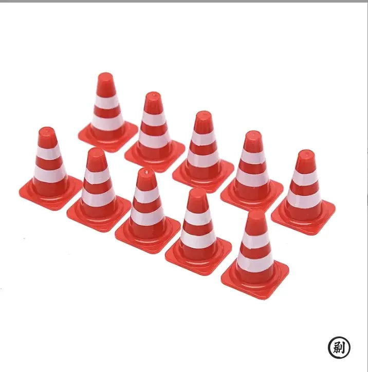 Set Of 10 Mini Traffic Signs And Roadblock Toys With Traffic Cones For Kids Construction Vehicle Theme Party