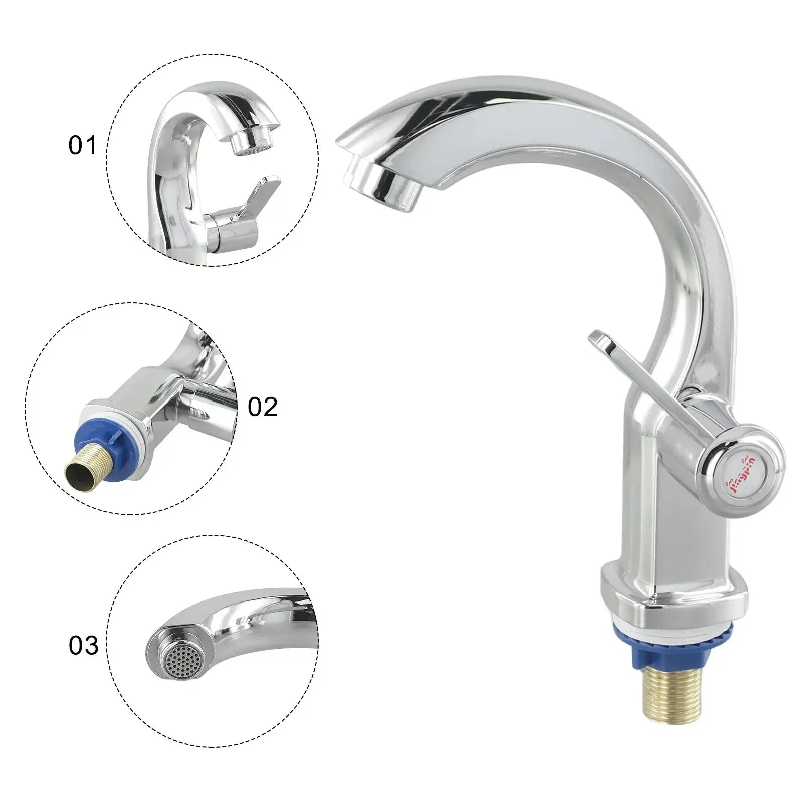 Simples Market chrome bathroom basin faucet; deck-mounted, single-lever, cold-water with ABS purifier
