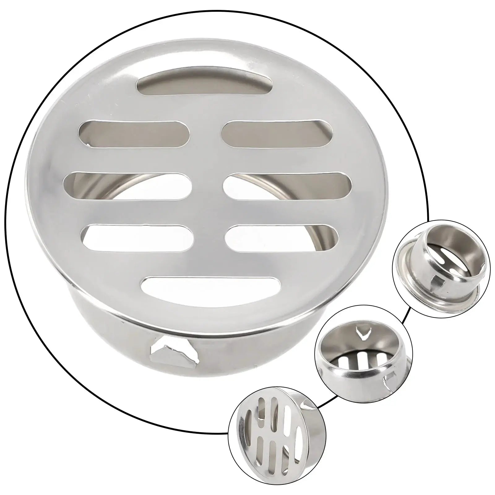 Simples Market stainless steel floor drain cap, 50–200mm, round anti-blocking floor strainer for bathroom