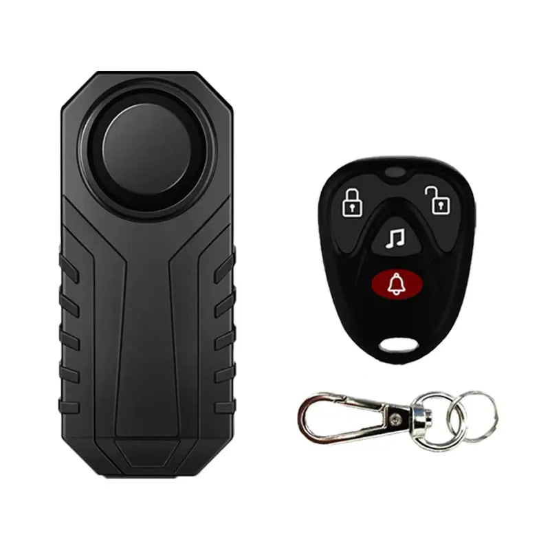Simples Market Randpow waterproof wireless anti-theft alarm kit: black vibration sensor unit with remote fob and keychain