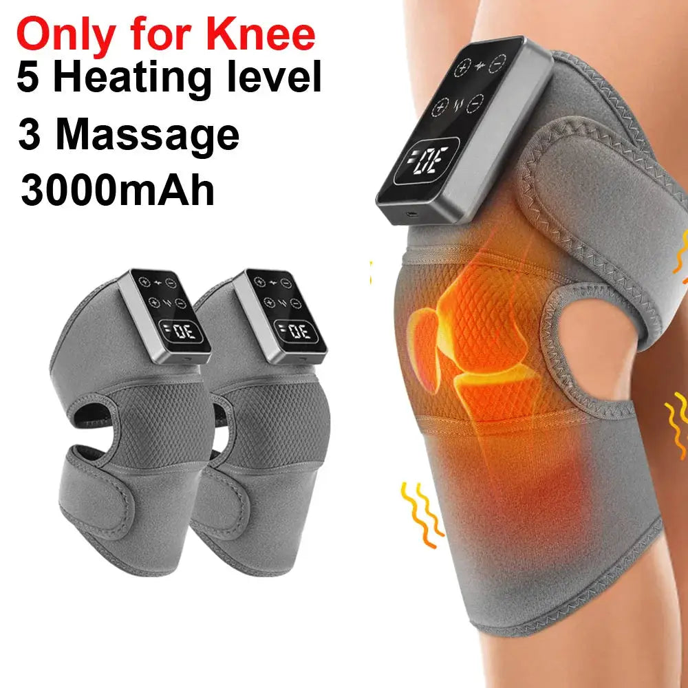 Simples Market electric knee massager wraps, gray fabric, 2-pack with black control panels
