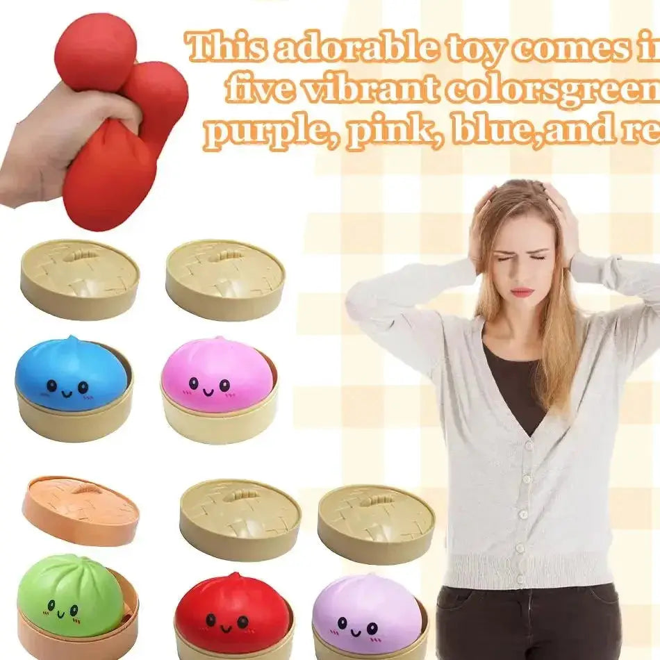 Dumpling Squishies Cute Colorful Bun Toy Slow Rising Stress Relief Fidget for Kids and Adults Anti Anxiety Gift