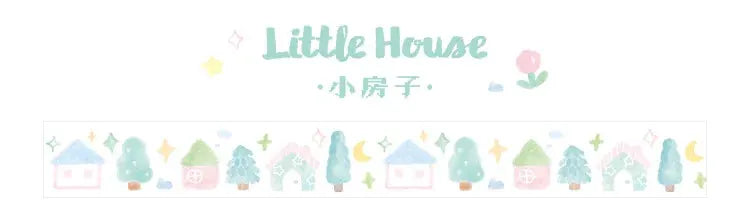 Decorative adhesive tape by Simples Market 1pc in pastel Little House houses for junk journaling and scrapbooking