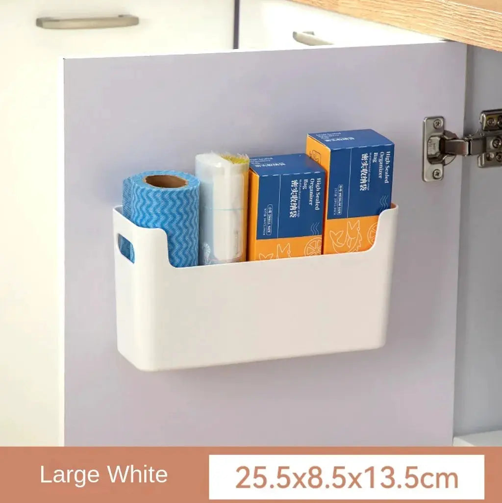 Simples Market white cabinet door cling film rack, large 25.5x8.5x13.5cm, holds 1 roll and 2 boxes.