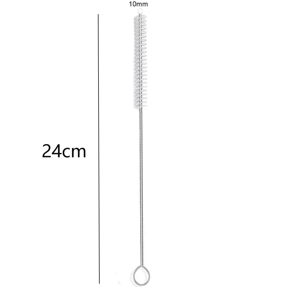 Stainless steel straw cleaner brush by Simples Market, 24 cm long with bristle head and looped end