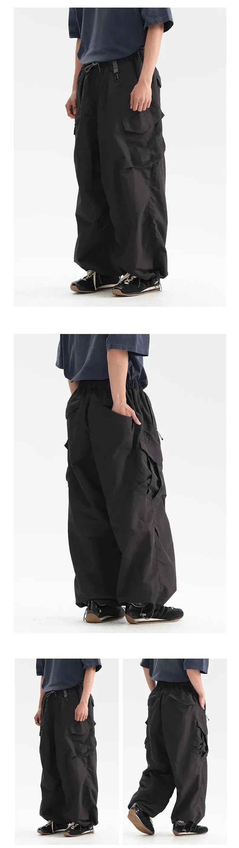 Ultra Loose Lightweight Outdoor Functional Pants, black cargo techwear, waterproof quick-dry, Simples Market