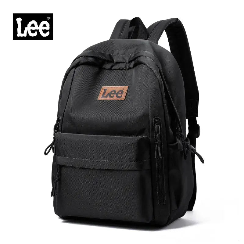 Lee black lightweight laptop backpack with front zip pocket and multiple compartments