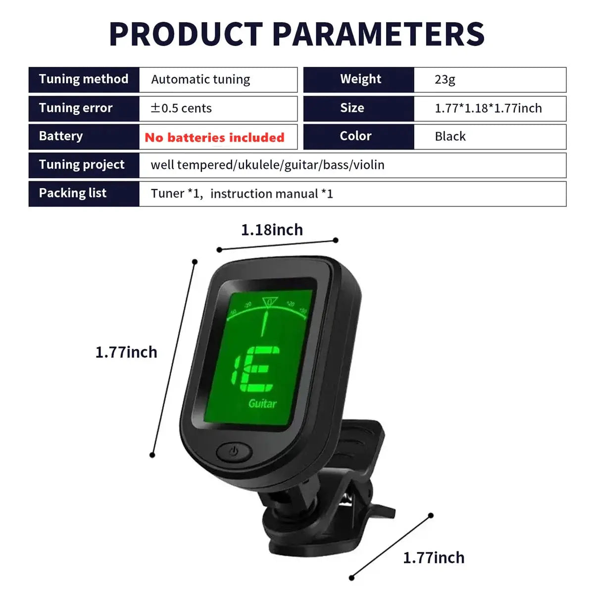 Clip On Electronic Tuner For All Instruments Universal Tuner For Guitar Bass Ukulele Violin Mandolin Banjo