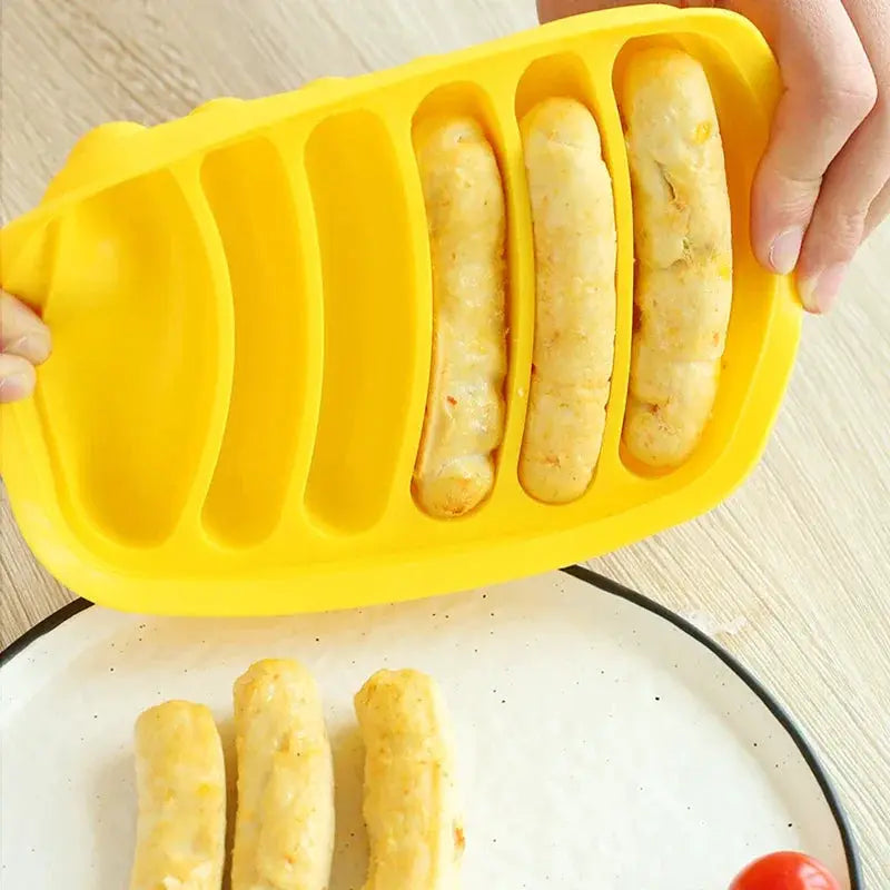 Six Grid Silicone Sausage Mould With Lid For Homemade Sausages And Hot Dogs Diy Bakeware Kitchen Tool Set