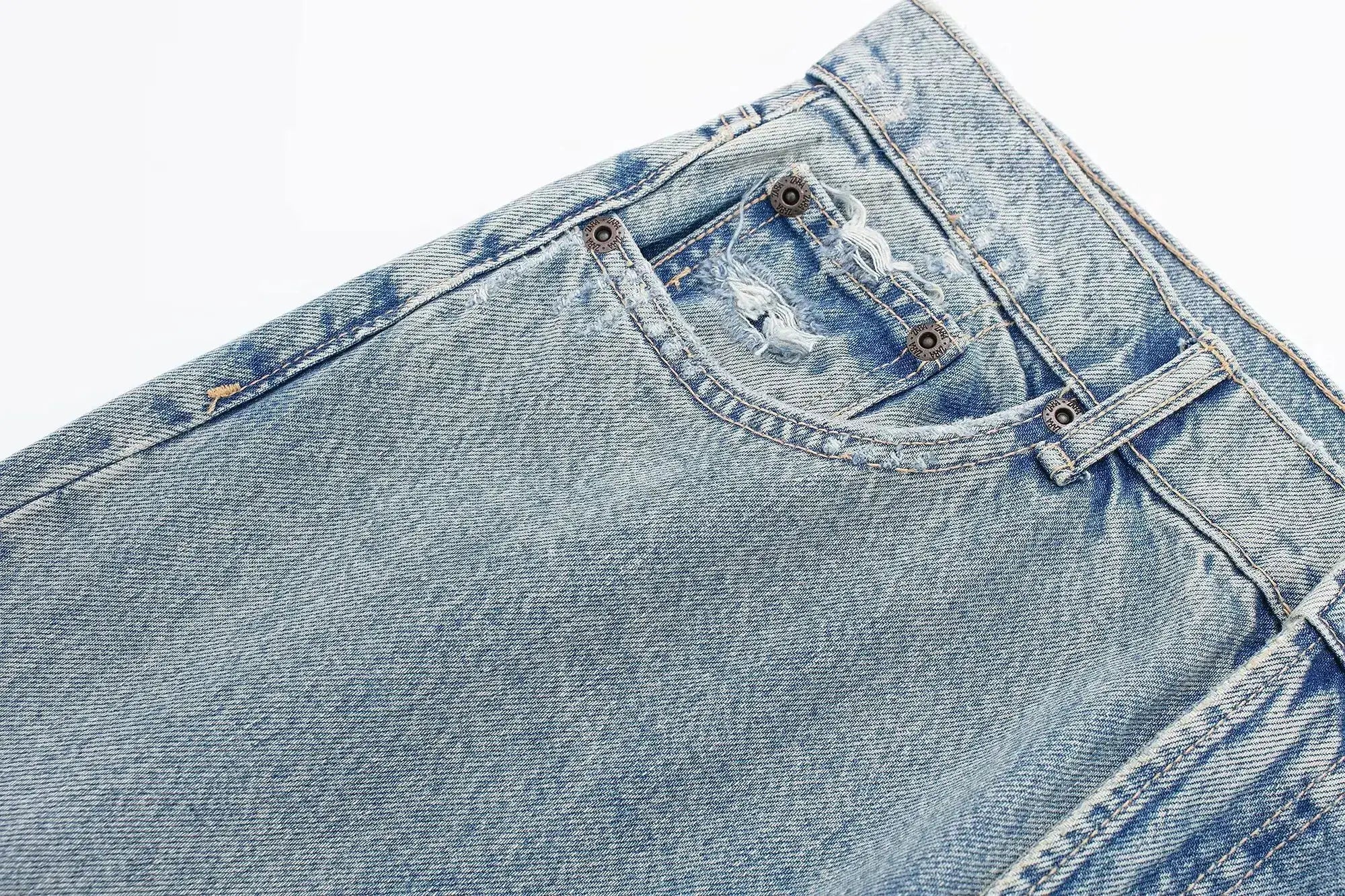 HH 2024 Womens Distressed Patchwork Denim Jeans High Waist Ripped