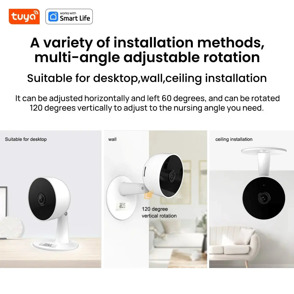 Tuya Smart 1080p WiFi Security Camera With 2 Way Audio Real Time Alerts Motion Tracking For Baby And Pet