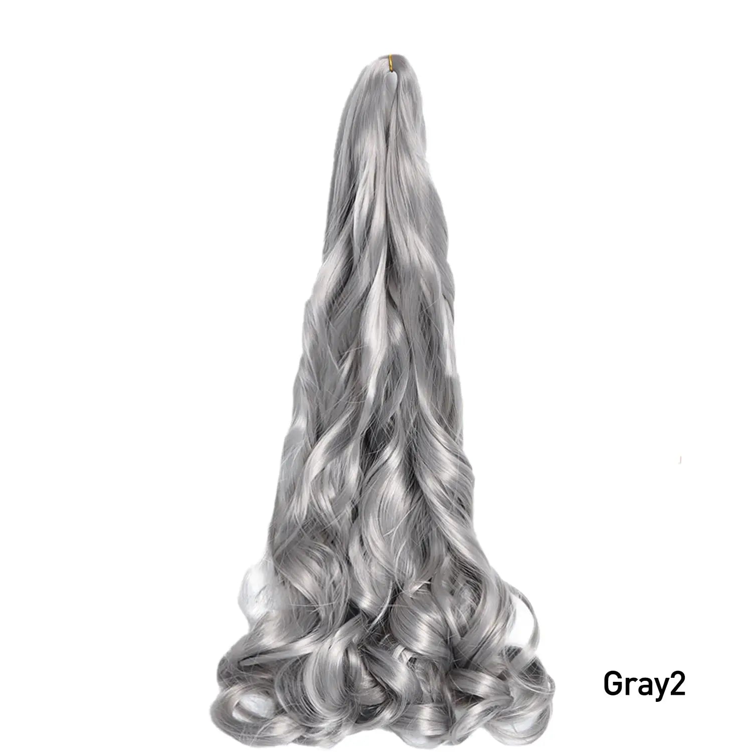 French Curls Braiding Hair 24in synthetic spiral curls, Gray2 color, long braiding extensions