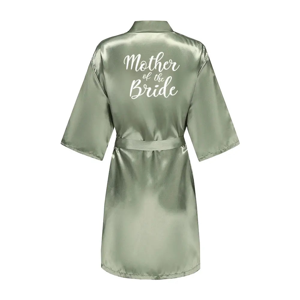 Bridal Satin Robes Set Grass Green White Short Getting Ready For Wedding Day Luxury Bride Monogram Bridesmaid