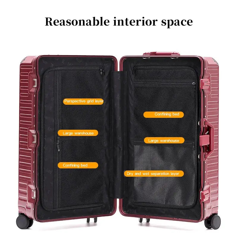VoyageCraft Wide Handle Carry On Suitcase Aluminum Frame Luggage 20 24 26 Inches
