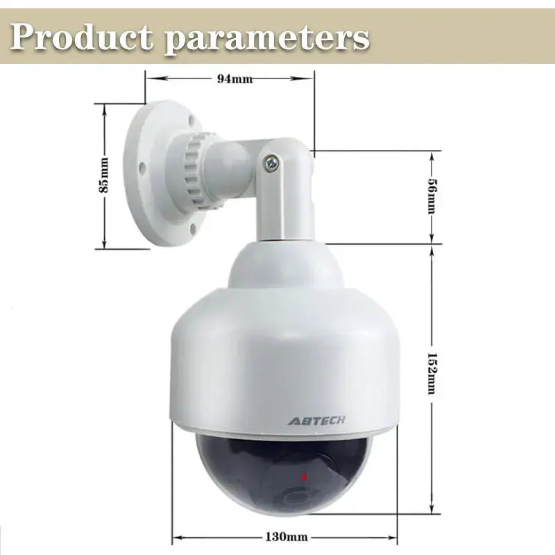Fake dummy outdoor surveillance dome camera with white housing and wall-mount bracket
