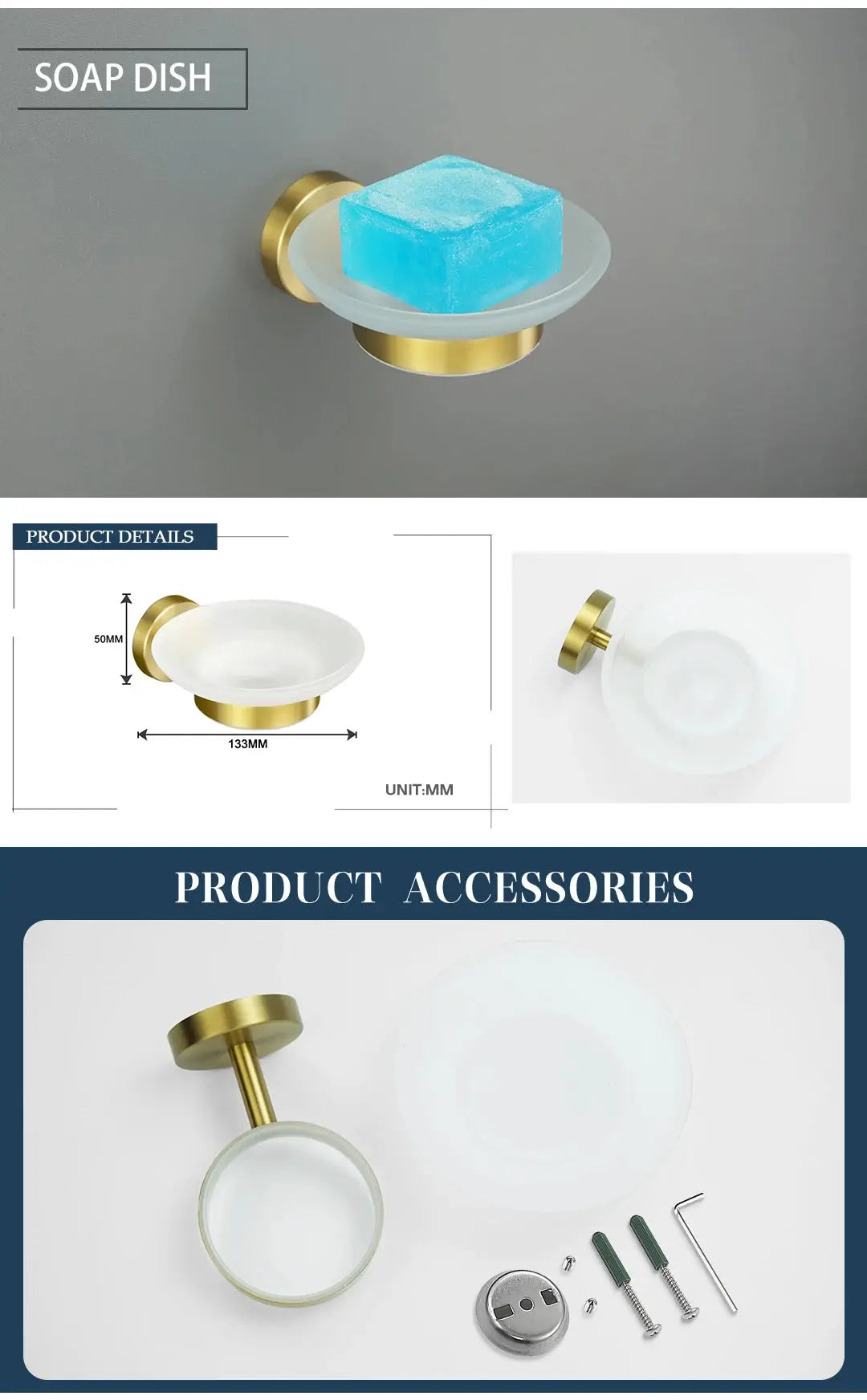 Simples Market 5-piece brushed gold knurled brass bathroom hardware set