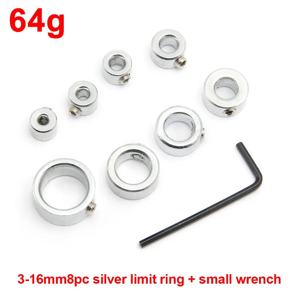8 Piece Silver Drill Bit Limit Ring Set For Woodworking With Mini Wrench Positioning Ring And Drill Bit Adjustment Tool