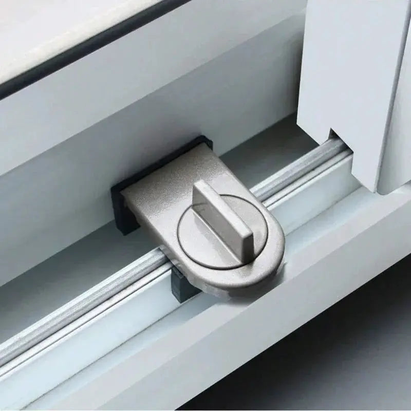 Simples Market window safety lock, silver aluminum alloy sliding lock with adjustable buckle