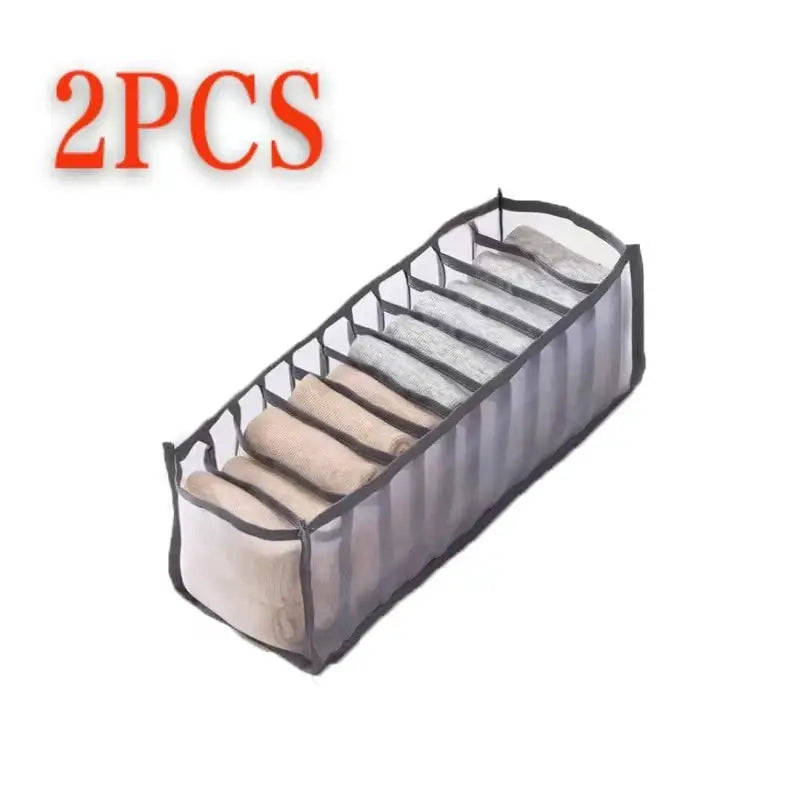 11 Compartment Collapsible Underwear Storage Box With Breathable Nylon Mesh For Dorm Room Organization