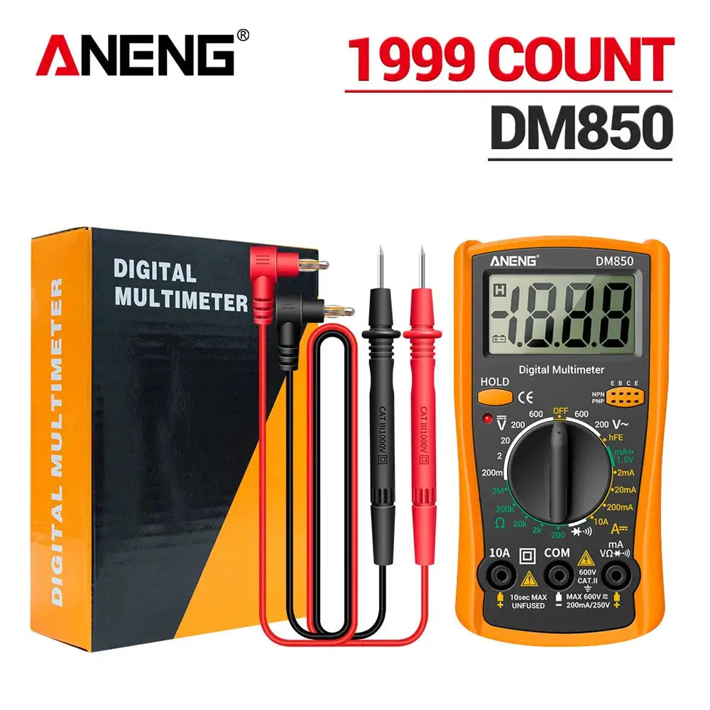 ANENG DM850 Digital Multimeter 1999 Counts Auto Range AC DC Voltage Ohm Current Ammeter Tester Tool