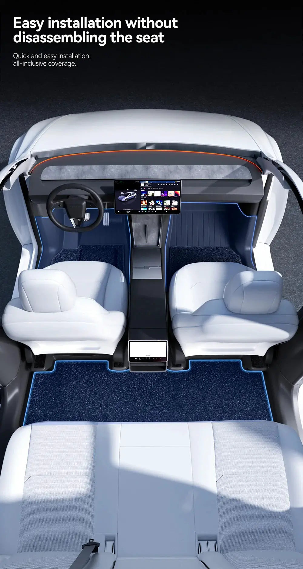 YZ for Tesla Model Y Juniper 360° full-cover TPE floor mats, anti-slip, waterproof, 4-piece set