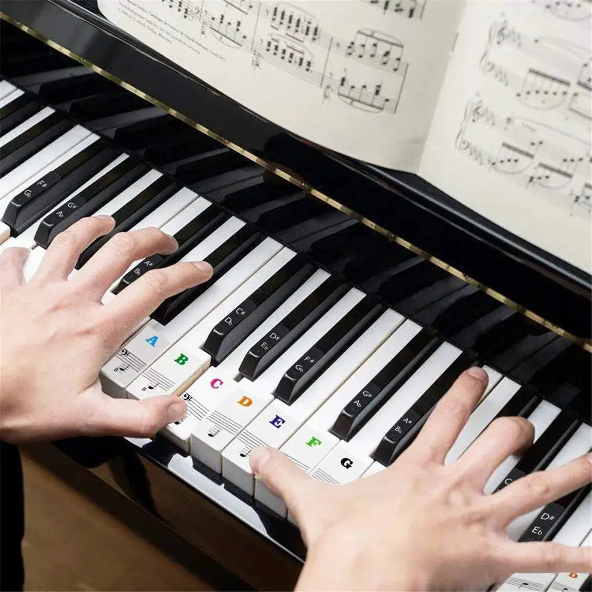 Piano Keyboard Sticker Set For 37 To 88 Keys White And Black Notes Learnable Note Labels For Electronic Pianos