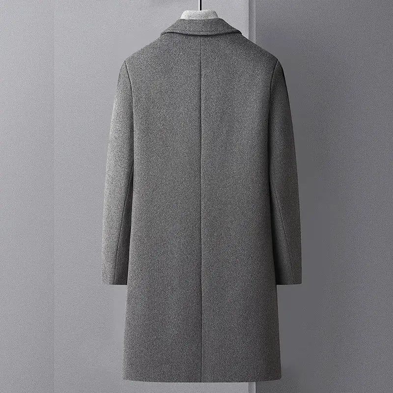Men's wool trench coat by Simples Market in grey, long winter jacket