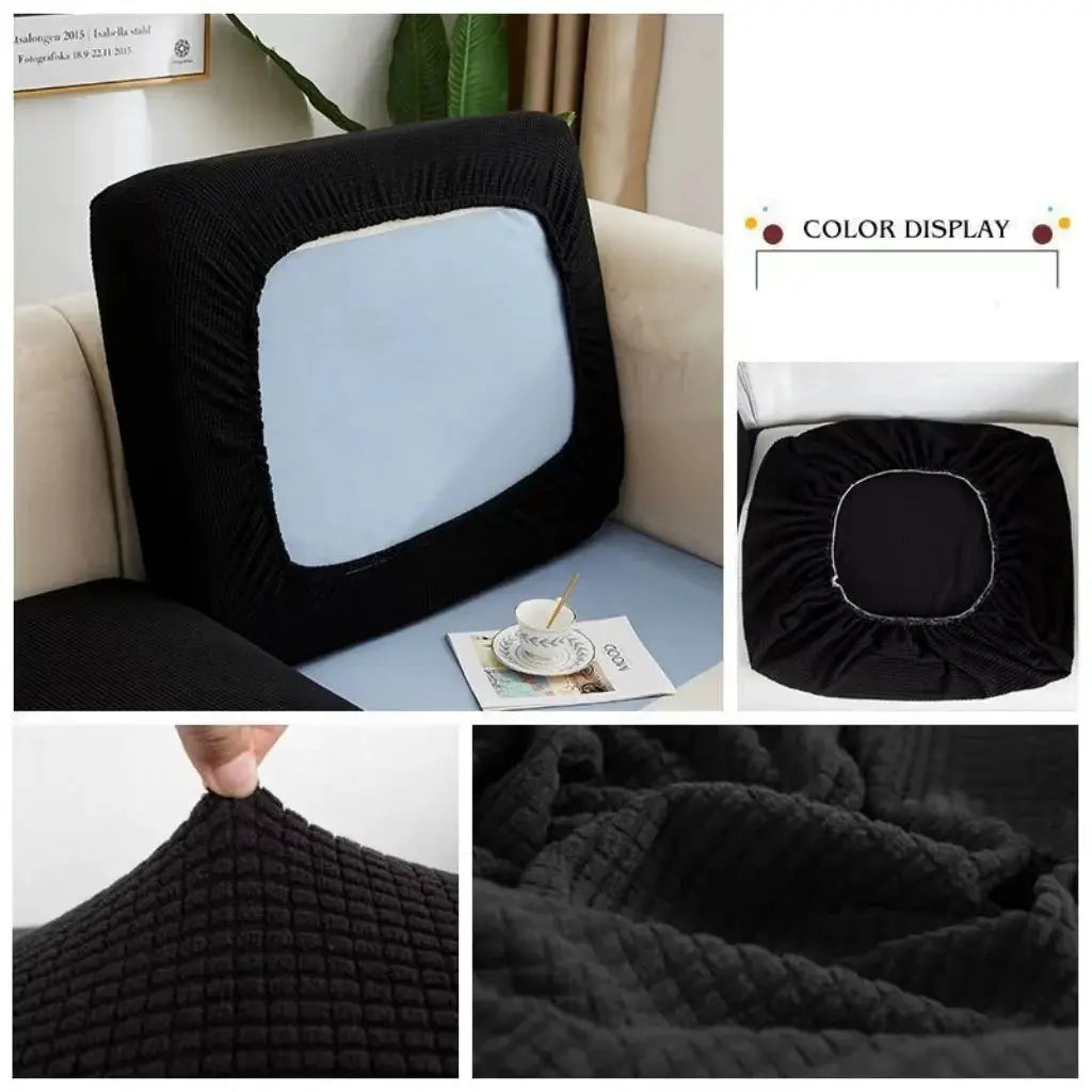 Simples Market thickened elastic black sofa cover; solid color furniture protector and removable slipcover