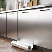 40cm Brushed Silver Stainless Steel Effect Wall Sticker for Kitchen Living Room Fridge Countertop Adhesive Wallpaper